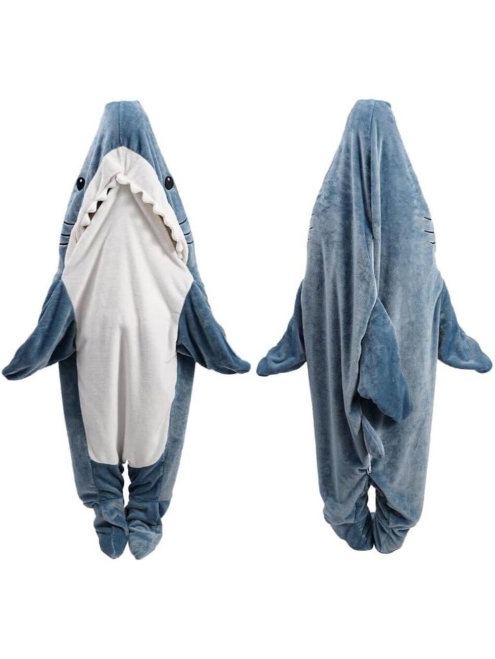 Cozy Shark Blanket Hoodie Onesie for Adults & Kids, Wearable Sleeping Bag